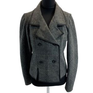 Charcoal gray plaid CYNTHIA ROWLEY double breasted